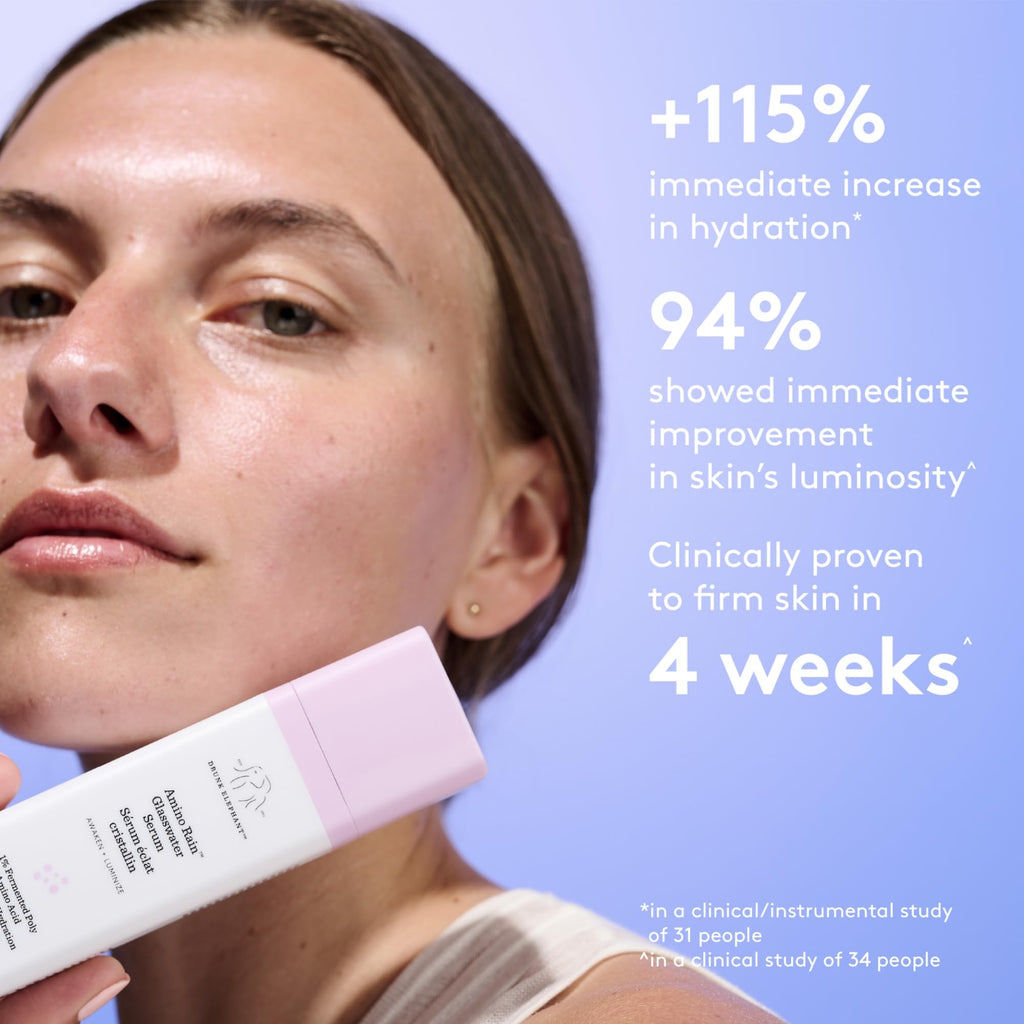 Buy now Drunk Elephant Amino Rain Glasswater Serum - 30 ml/1 fl oz - Clean Clinical Skincare - Cruelty-Free - Dermatologist-Tested - Free of Essential Oils, Silicones, and Fragrance at indiglob india