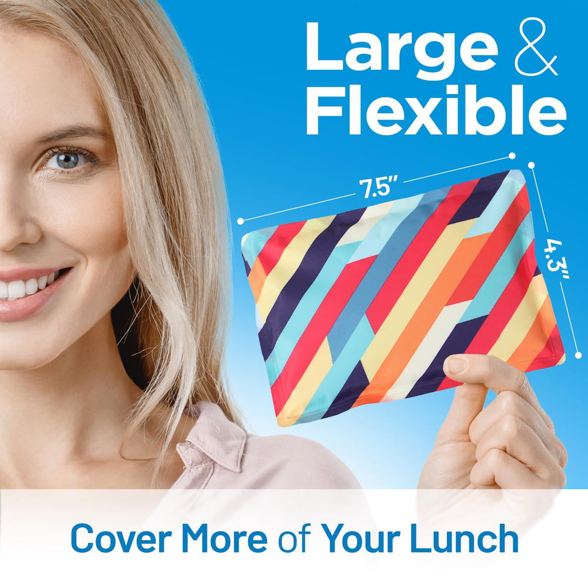 Reusable Ice Packs for Lunch Box and Coolers, Soft Flexible BPA Free 4 Pack