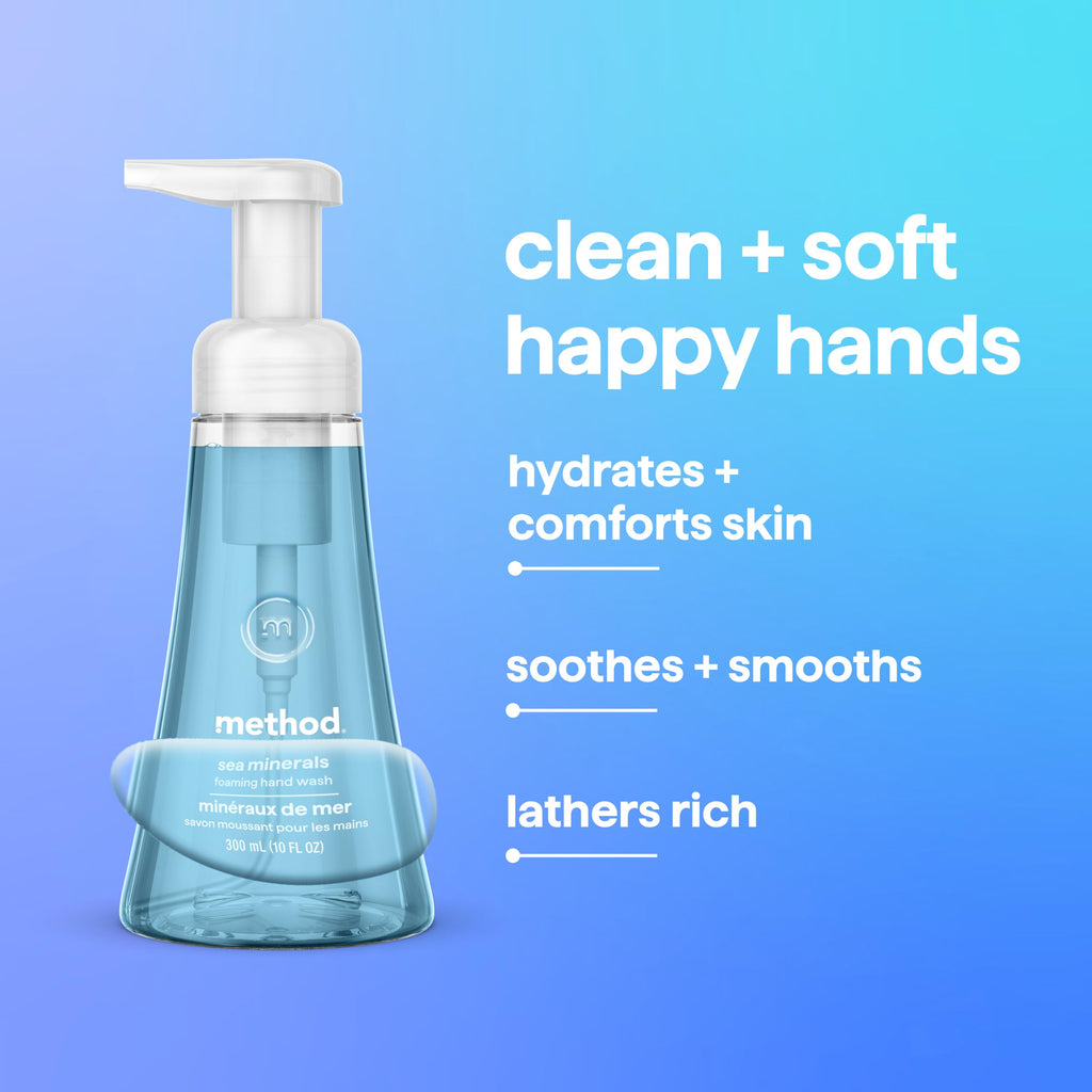 method Foaming Hand Wash, Sea Minerals, 10 fl oz, 3 pack | Hydrates & Softens Skin, Designed for Gentle Everyday Cleansing, With Notes of Bergamot, Lemon and Rosemary