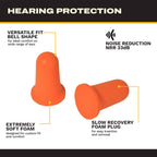 DEWALT Bell Shaped Foam Earplugs NRR 33 - Made in USA - Resealable 50 Pack