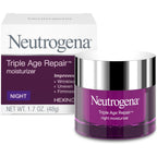 Neutrogena Triple Age Repair Night Face Moisturizer, 1.7 oz | Hexinol Technology & Vitamin C, Anti-Wrinkle Face Cream, Visibly Reduces Wrinkles & Firms Skin While You Sleep