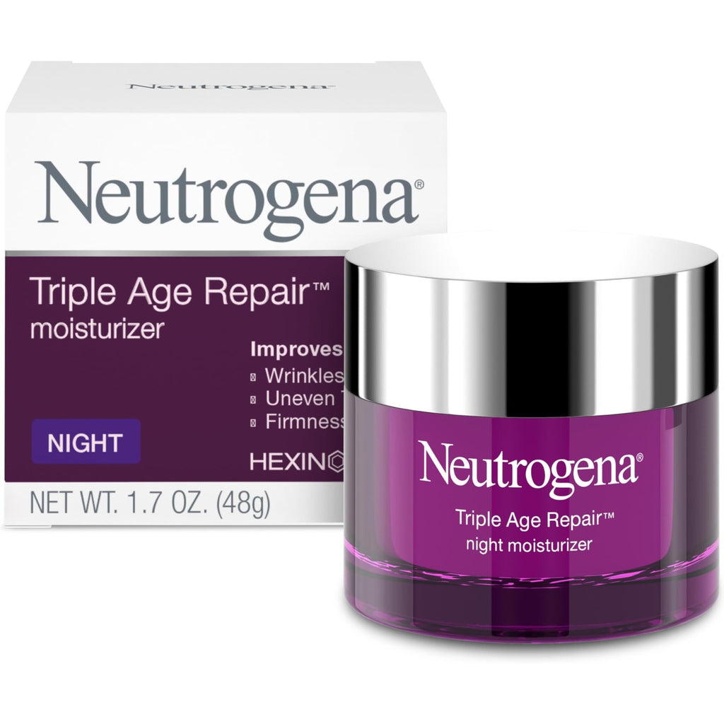 Neutrogena Triple Age Repair Night Face Moisturizer, 1.7 oz | Hexinol Technology & Vitamin C, Anti-Wrinkle Face Cream, Visibly Reduces Wrinkles & Firms Skin While You Sleep