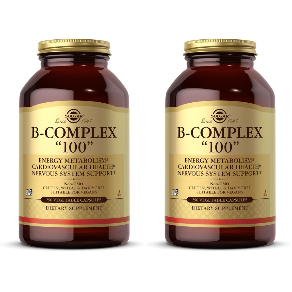 Solgar B-Complex "100", 100 Vegetable Capsules - Nervous System Support - Supports Energy Metabolism - Non-GMO, Vegan, Gluten Free, Dairy Free, Kosher - 100 Servings