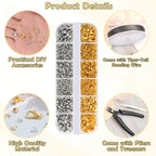 Acejoz 1203 Pcs Crimp Beads Supplies for Jewelry Making, Including Crimp Covers, Crimp Tubes and Wire Guardians, Lobster Clasps, Jump Rings, Crimping Pliers and Beading Wire for Bracelets Making