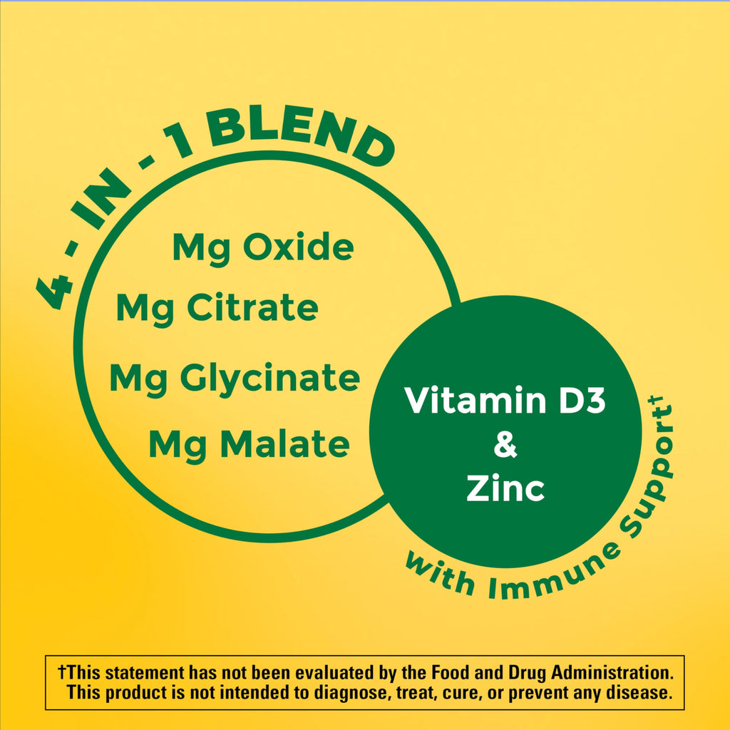 Nature Made Magnesium Complex Supplement with Vitamin D & Zinc, 60 Capsules | Magnesium Glycinate, Malate, Citrate & Oxide for Muscle, Nerve, Heart & Bone Support, 30 Day Supply
