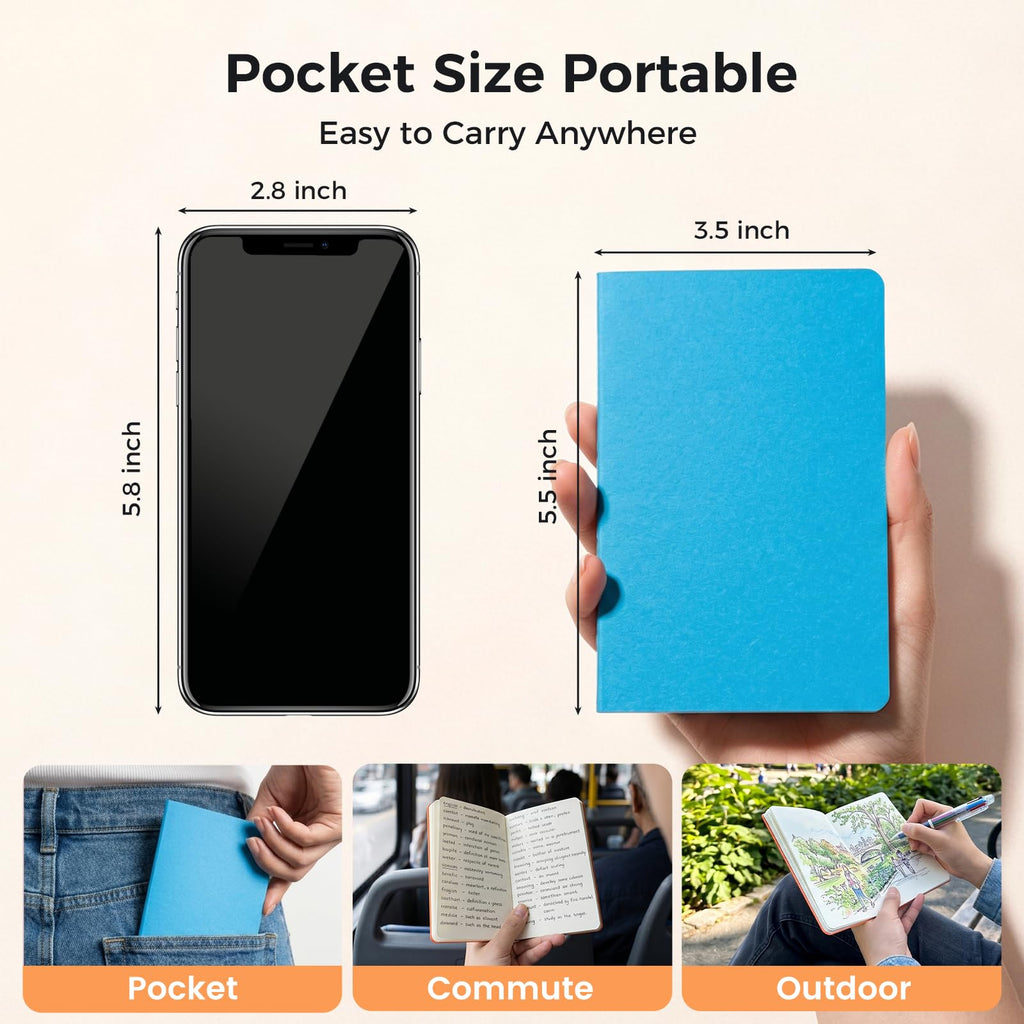 Koogel 24 Pack Mini Pocket Notebooks, Small Blank Notebooks 3.5 x 5.5 Inch