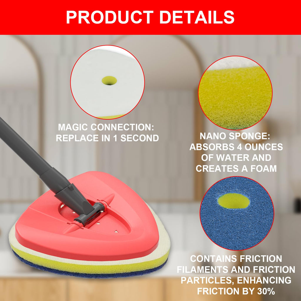 Spin Mop Replacement Head Compatible with O Cedar EasyWring 1 Tank,Scrubber Heads,Scrub Brush Attachment for Bathroom,Kitchen and Various of Hard Floors