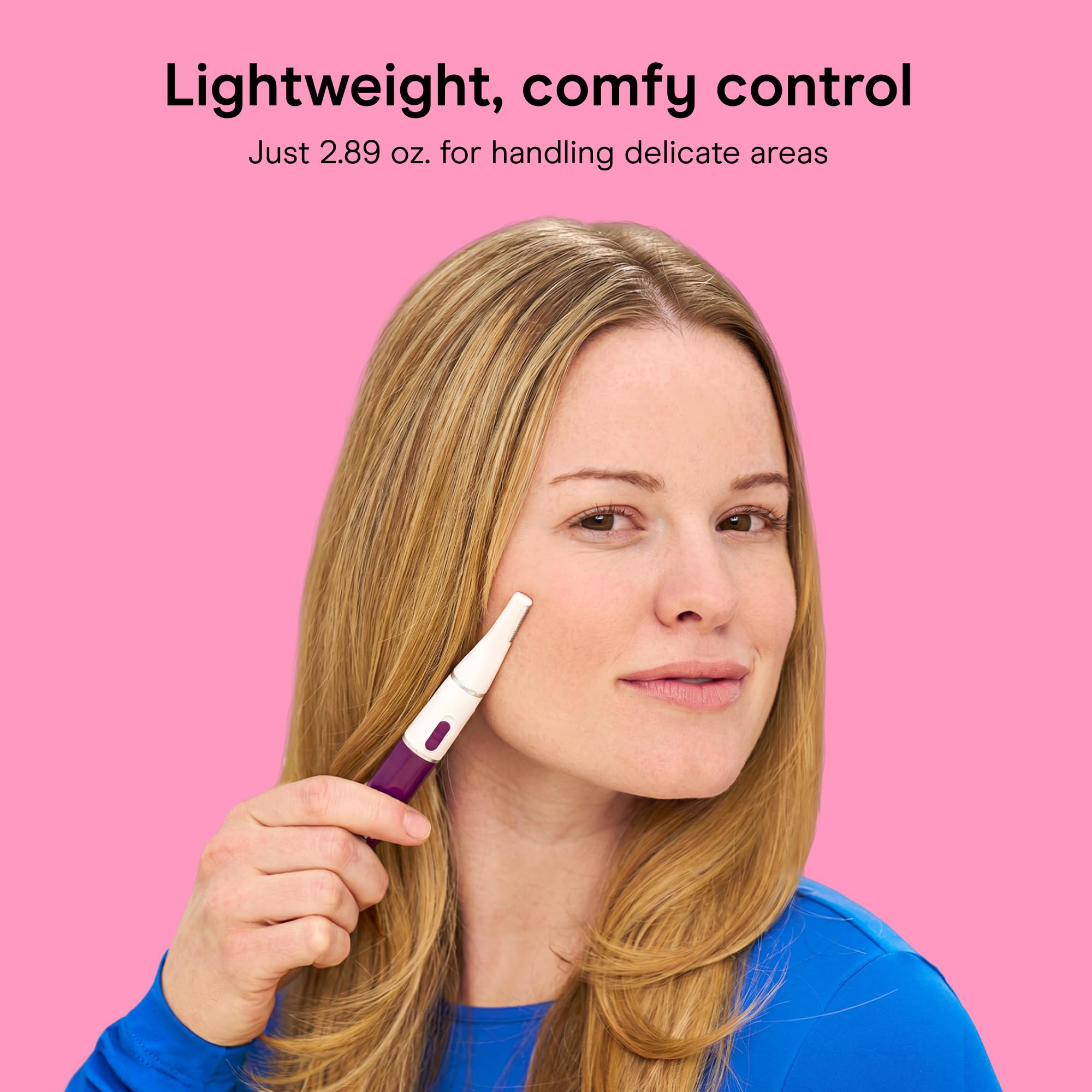 Conair Facial Trimmer for Women, Pinch-Free Precision, 2 Brow Combs | Battery-operated design with a precision trimmer and a nose and ear trimmer offers pain-free facial hair removal for women
