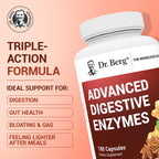Dr. Berg Advanced Digestive Enzymes with Apple Cider Vinegar - Includes Digestive Health Ingredients Like Betaine Hydrochloride (HCI), Ginger Root & Peppermint Leaf - 180 Capsules