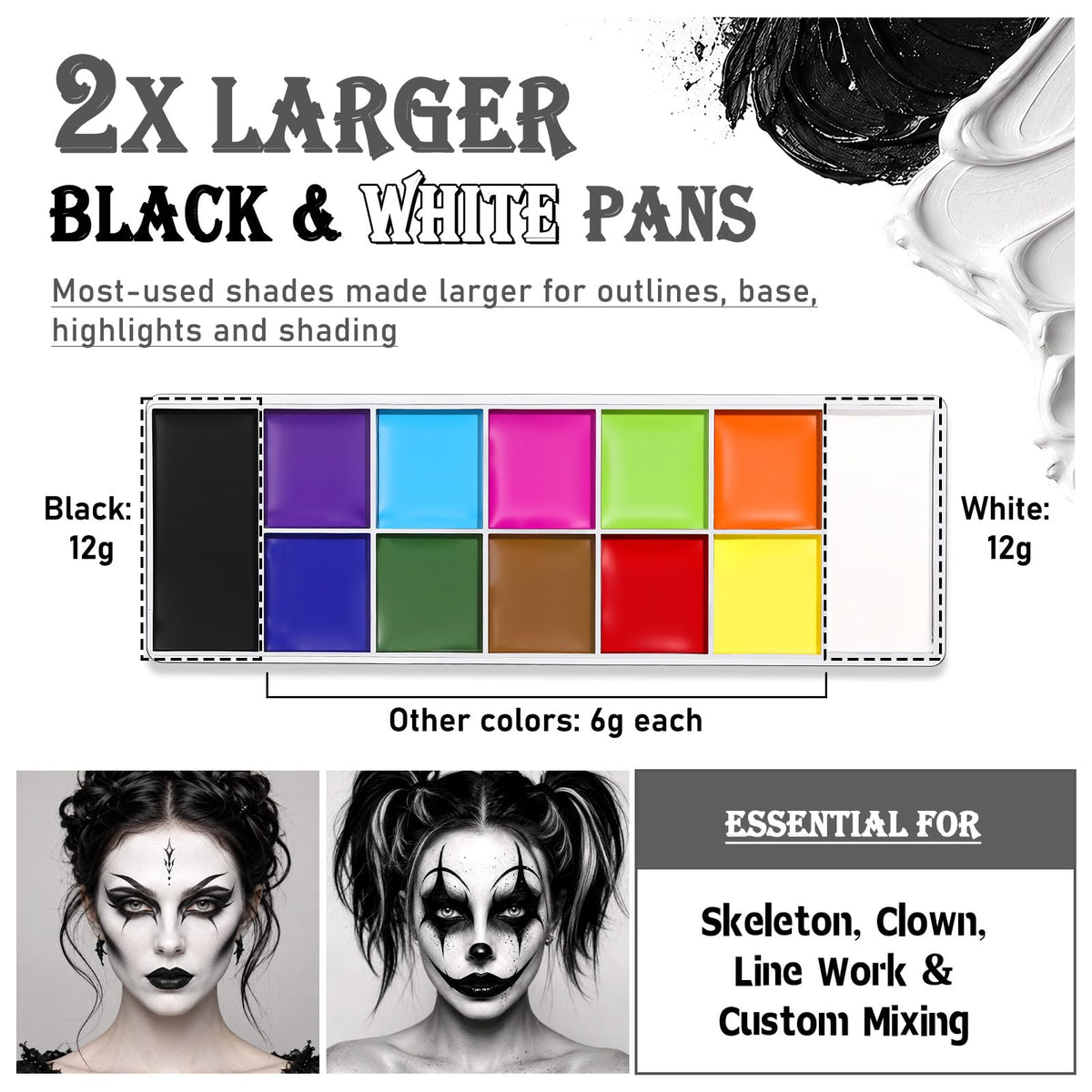 UCANBE Athena Basic Face Body Paint Palette 12 Colors Oil-Based SFX Kit