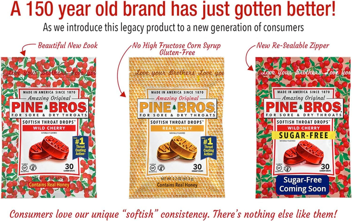 Pine Bros. Softish Throat Drops Value Pack, Wild Cherry 30 ea(pack of 2) by Pine Bros.