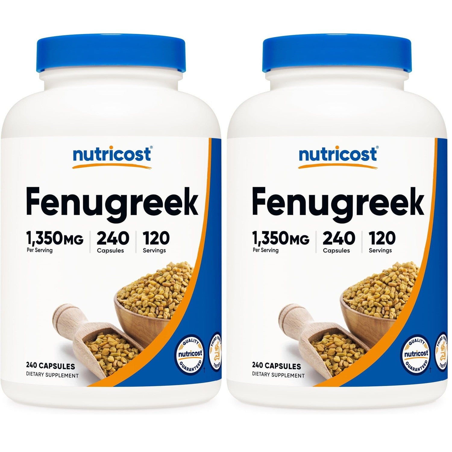 Nutricost Fenugreek Seed 1350mg, 240 Capsules, Gluten Free, GMO-Free | 675mg Per Capsule