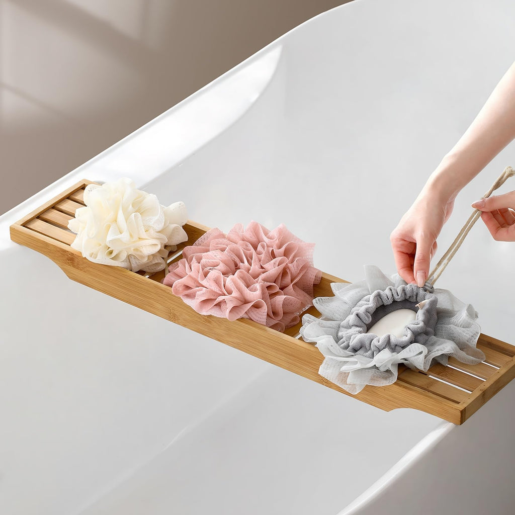 3 PCS Bar Soap Loofah Pouch, New 2 in 1 Drawstring Loofah Soap Holder, Exfoliation Mesh Shower Ball for Cleansing and Smooth Skin (Beige+Grey+Pink)