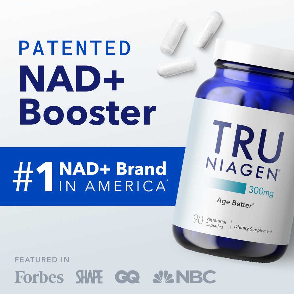 TRU NIAGEN NAD+ Supplement, Nicotinamide Riboside 300mg, 90 Daily Servings | Patented Niagen NR boosts NAD+ to support cellular energy and healthy aging. 300mg, one capsule daily — 90-day supply.