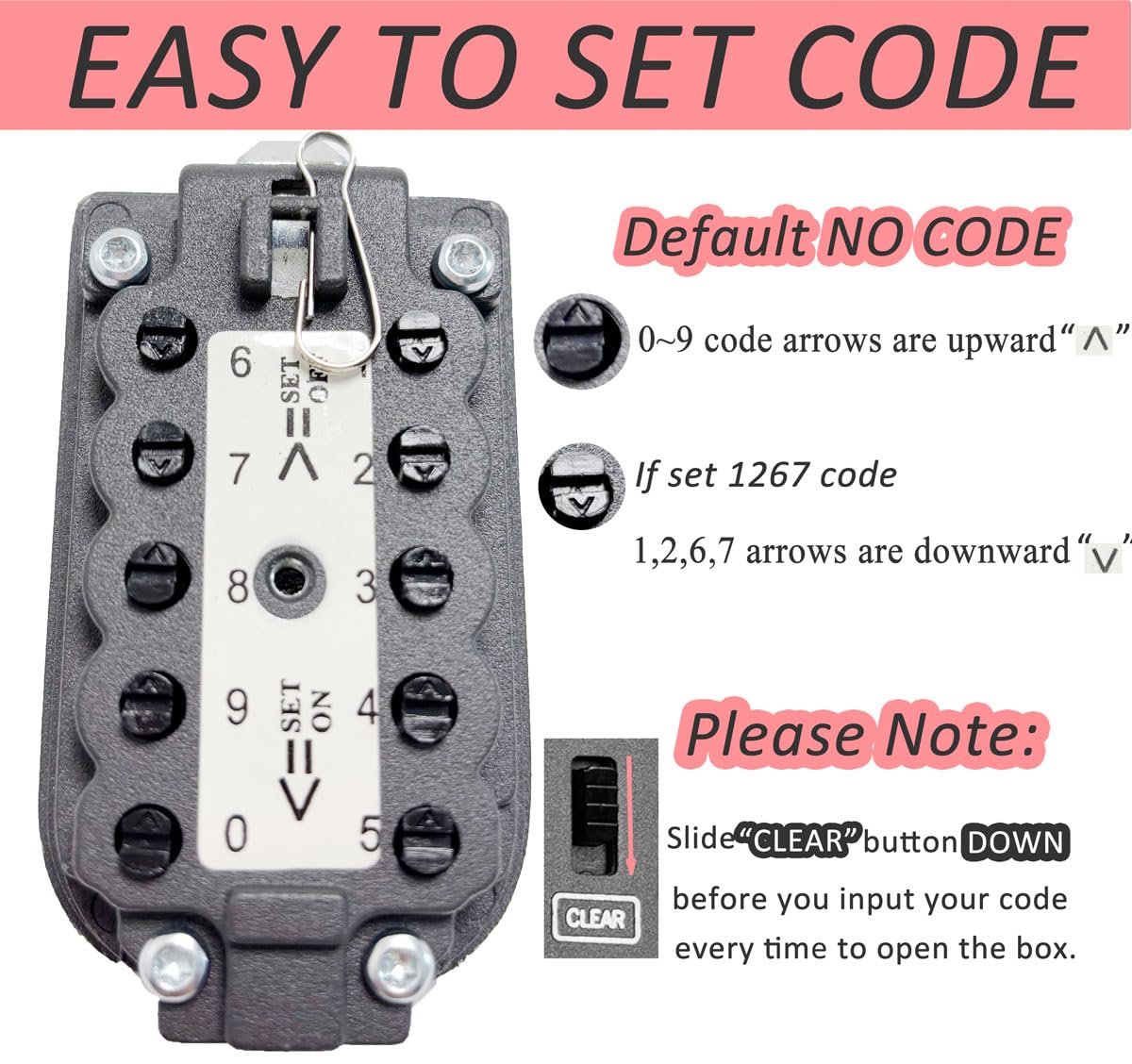 Key Lock Box for Outside Wall Mount, Waterproof Spare Key Storage Box, 10-digits Combination Lockbox Push Button Key Keeper Box for Home Indoor & Outdoor Realtors Landlord Property Management