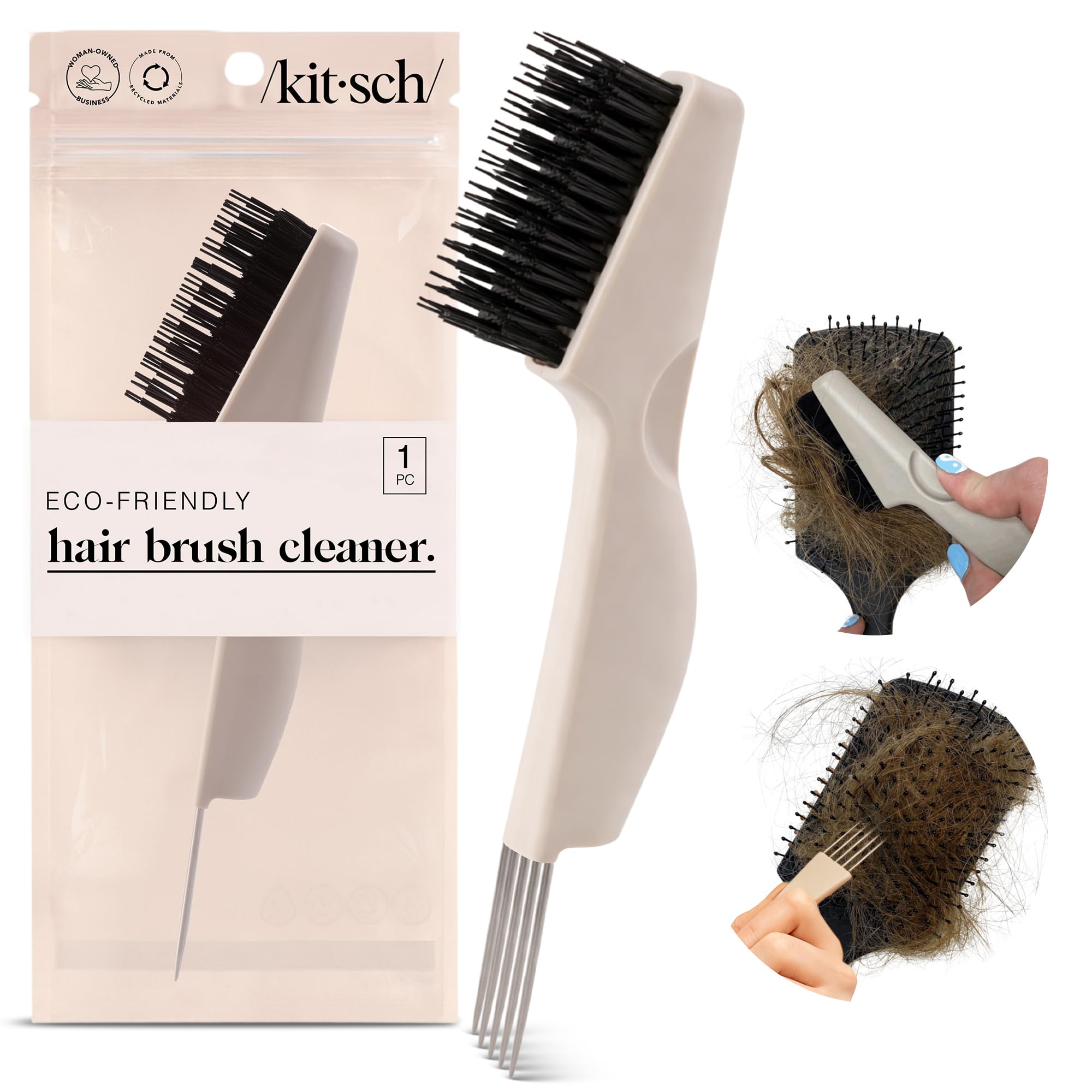 Buy now Kitsch Hair Brush Cleaner Tool | Double-Sided 2-in-1 Brush Cleaner for Hair Brushes & Combs | Eco-Friendly Cleaning Tool with Pick & Bristles, Perfect Gifts for Women | Hair Stylist Essentials at indiglob india