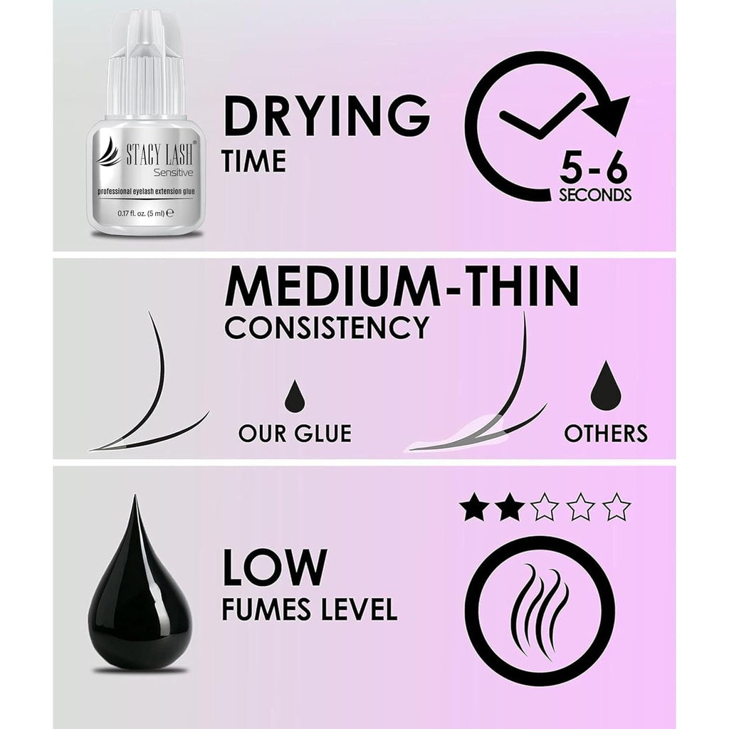 Buy now Sensitive Eyelash Extension Glue Stacy Lash 0.17fl.oz/5ml / 5-6 Sec Drying time/Retention â€“ 4-5 Weeks/Black Adhesive/Professional Supplies at indiglob india
