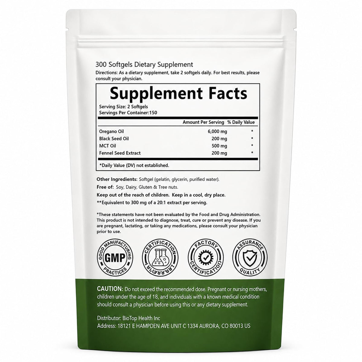 Oregano Oil & Black Seed Oil Softgels, with Cold-Pressed Black Seed and MCT, Non-GMO, Gluten Free
