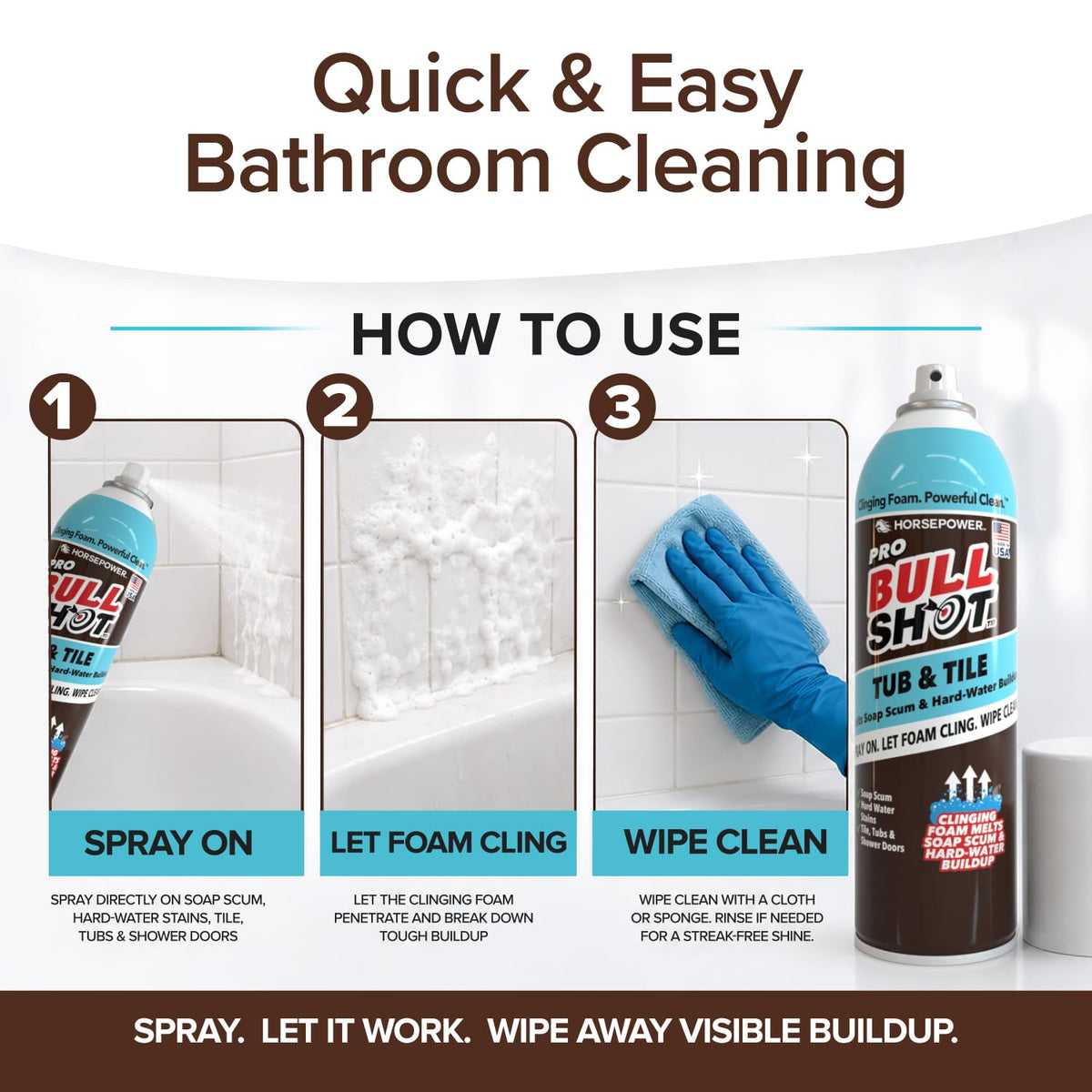 Bull Shot Tub & Tile Pro Foaming Bathroom Cleaner for Soap Scum