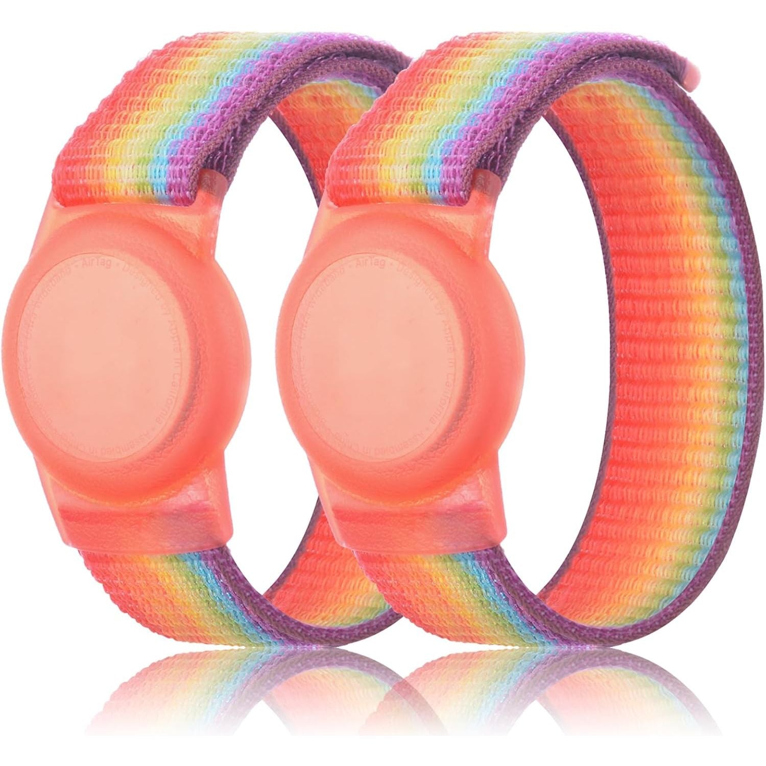 Buy now Kids Wristband Compatible with Apple AirTag, Protective Case for Air Tag GPS Tracker Holder with Nylon Bracelet, Adjustable Anti Lost Watch Band for Toddler Child Elder(Rainbow A) 2shencaihong at indiglob india