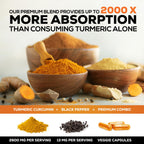 Turmeric Curcumin Supplement - 2400mg Organic Turmeric Per Serving - 95% Curcuminoids & BioPerine Black Pepper Extract for Best Absorption - Natural Vegan Joint Support, Bottled in USA - 240 Capsules