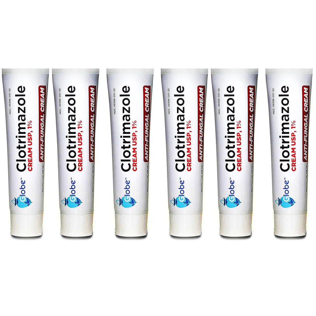 Globe Clotrimazole Cream 1% Fast Acting Antifungal Cream 1 oz Tube, 6 Pack