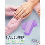Maryton Nail Buffer Block, Medium/Fine Grit 100/180 Finishing Buffers for Acrylic Nails Gel Polish Nails, 3 Way Professional Pedicure Manicure Buffer Kits, 5 Count (Purple)