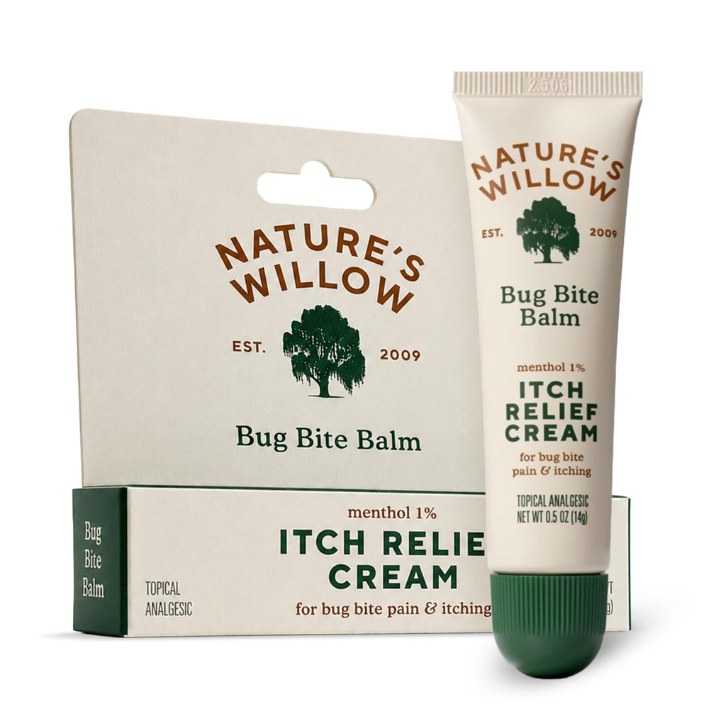 Nature's Willow Bug Bite Balm Natural Itch Relief Cream for Alleviating Insect Bite Irritation | Topical Willow Bark Cream with Essential Oils and Cooling Menthol | 0.5 fl oz