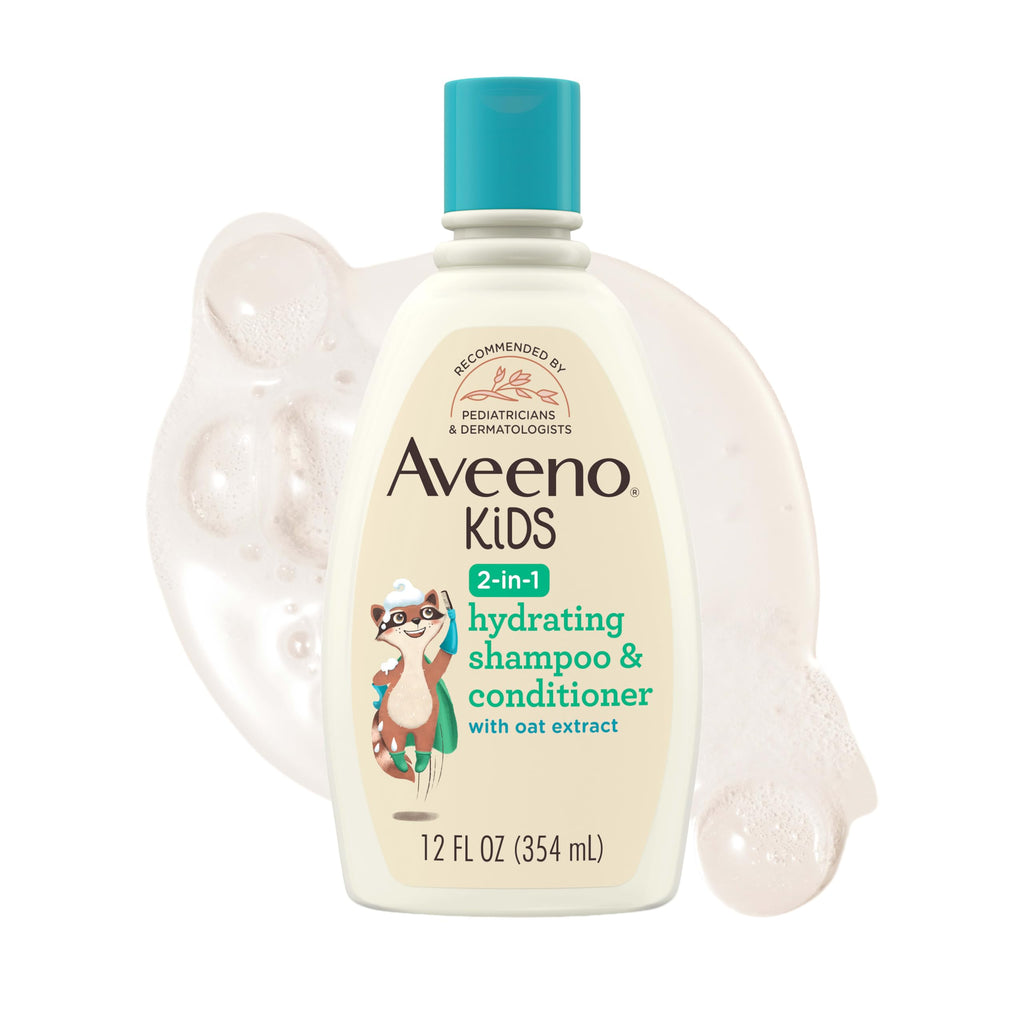 Aveeno Kids Shampoo & Conditioner, Hypoallergenic, 12 fl. oz | Kids Shampoo & Conditioner with Oat Extract, Condition & Detangle Kids Hair, Sensitive Skin and Scalp, Hypoallergenic