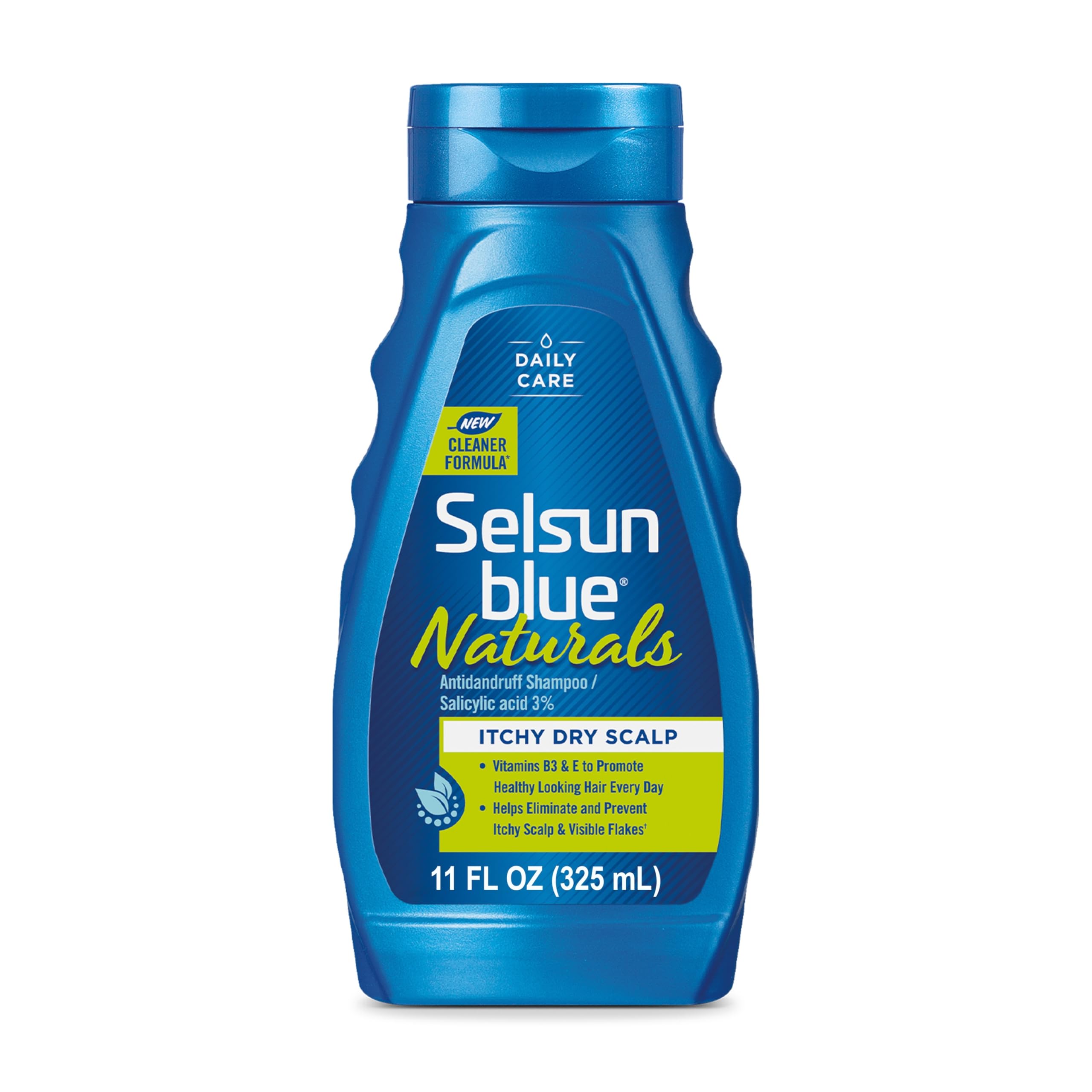 Selsun Blue Naturals Itchy Dry Scalp Antidandruff Shampoo, Extra-Hydrating Formula With Vitamins B3 and E, 11 fl. oz.