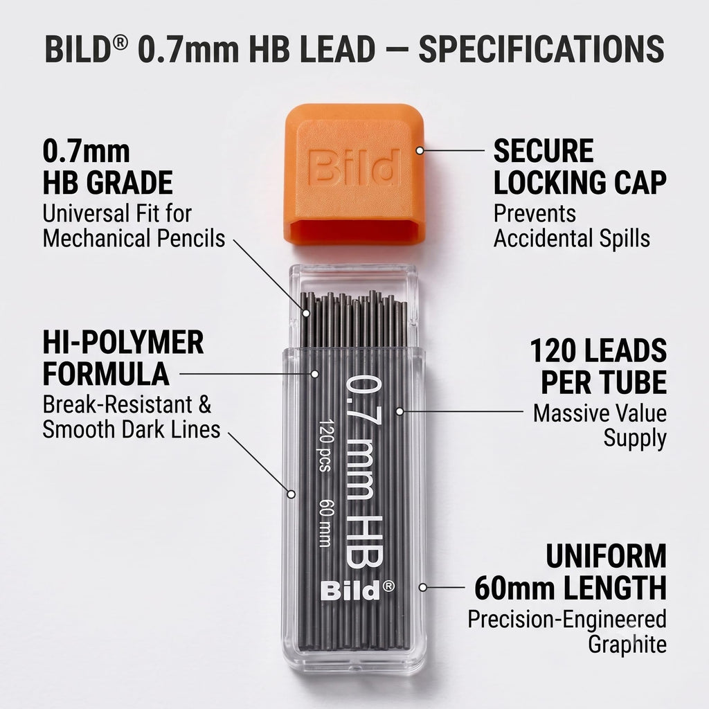 Bild 1200 Premium 0.7 Lead Refills for Mechanical Pencils (HB Mega, 0.7 mm)