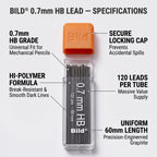 Bild 1200 Premium 0.7 Lead Refills for Mechanical Pencils (HB Mega, 0.7 mm)