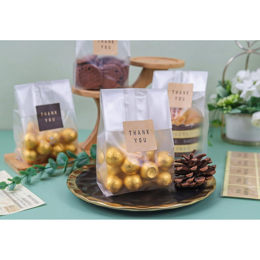 Buy now Cellophane Treat Bags Cookie bags for Packaging Clear Gift Bag with Stickers for Cookies,Candy,Chocolates(Fog,9x3.3inch) at indiglob india