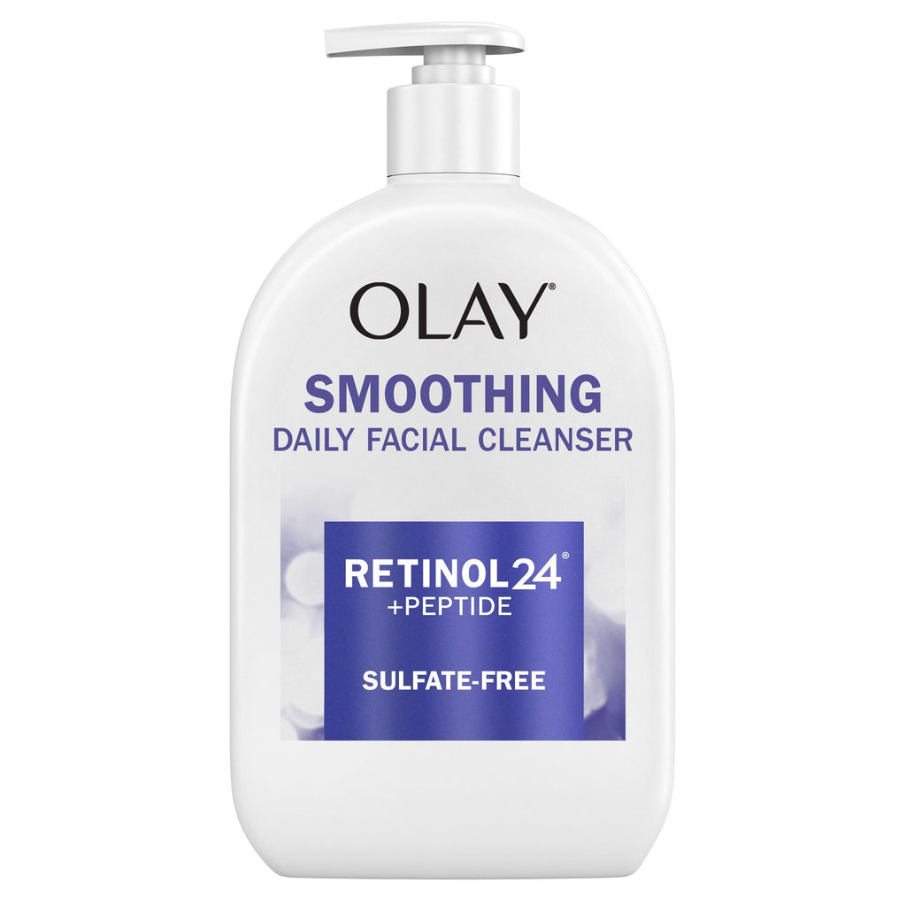 Olay Face Wash Daily Facial Cleanser with Retinol, Peptides and Glycerin, Smoothing and Hydrating Anti Aging Face Wash, Sulfate Free Cream Cleanser for Mature Skin, Daily Use, 16 Oz
