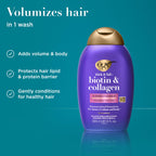 OGX Thick & Full + Biotin & Collagen Volumizing Conditioner, 13 fl oz | Nutrient-Infused, Vitamin B7 Biotin, Gives Hair Volume & Body for 72+ Hours, Sulfate-Free Surfactants