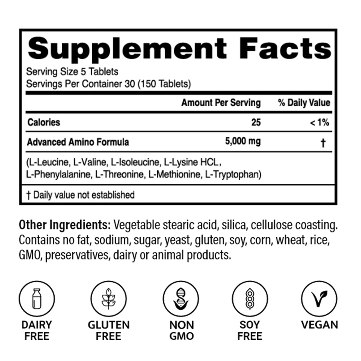 Advanced Amino Formula | Essential Amino Acid Tablets | Vegan, 150 Count