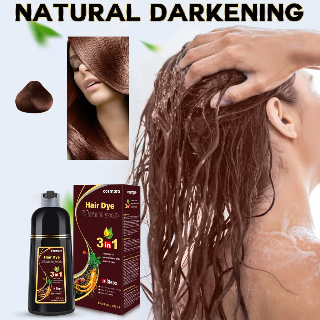 cosmpro Hair Dye Shampoo Coffee Hair Color for Gray Coverage for Women Men | Quick Hair Dying at Home