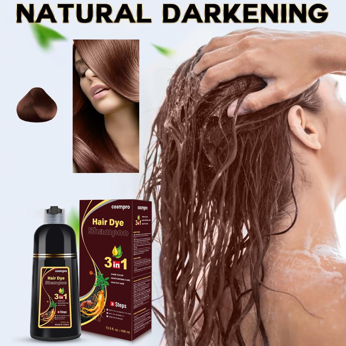 cosmpro Hair Dye Shampoo Coffee Hair Color for Gray Coverage for Women Men | Quick Hair Dying at Home