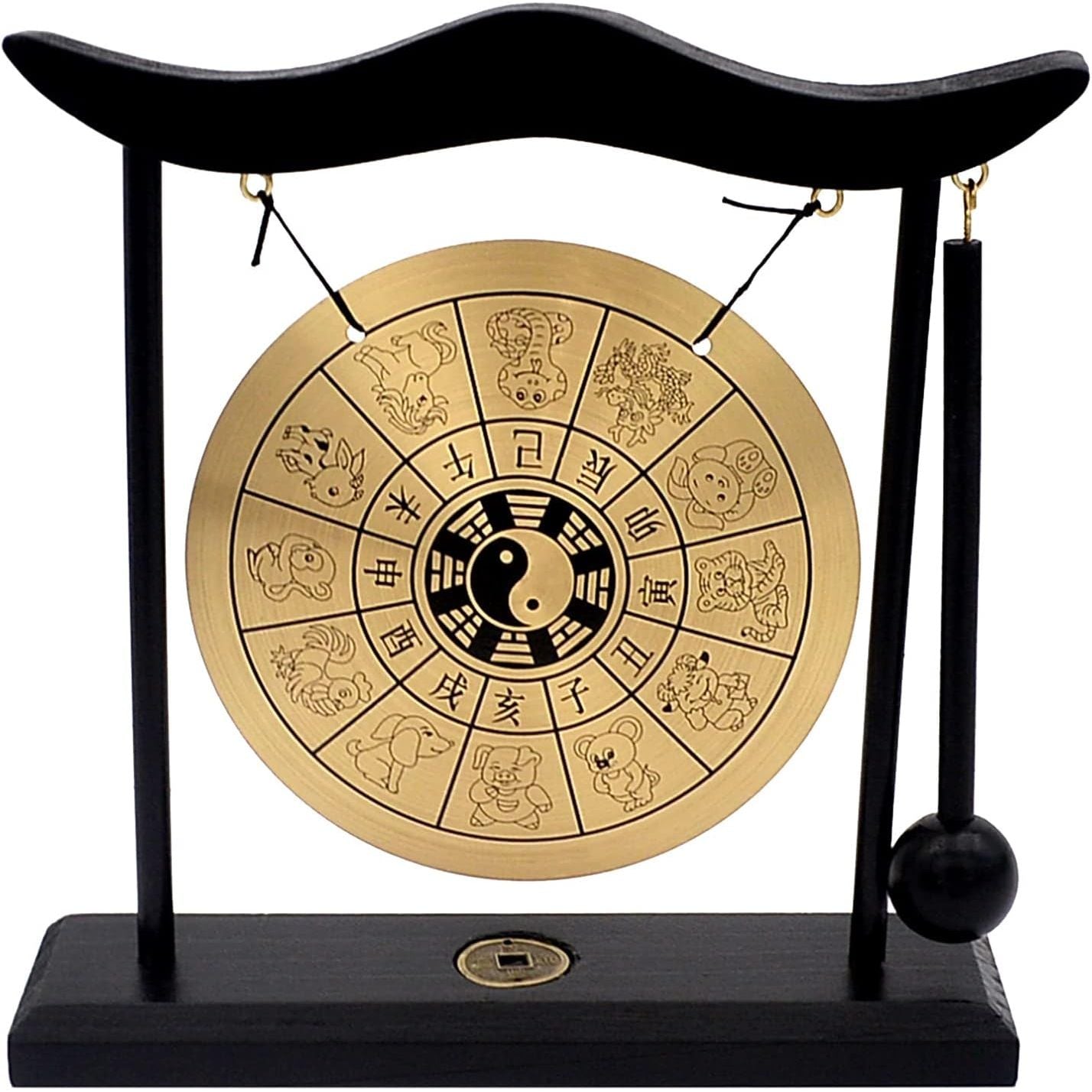 Buy now Feng Shui Brass Gong Desktop Zen Art for Fortune + Free Red String Bracelet H1301 H1304 at indiglob india