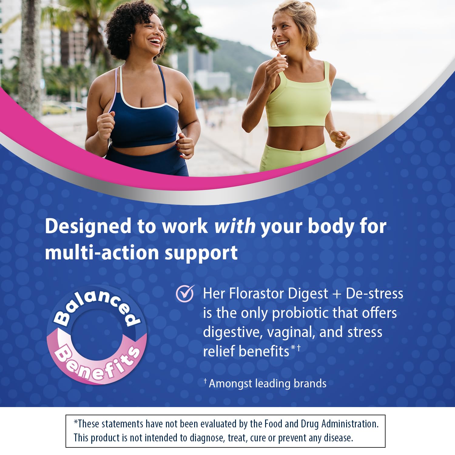 Florastor Probiotics for Women, Digest and De-Stress, 30 Capsules | Digestive Health and Vaginal Probiotic with L-Theanine for Mind and Body Wellness