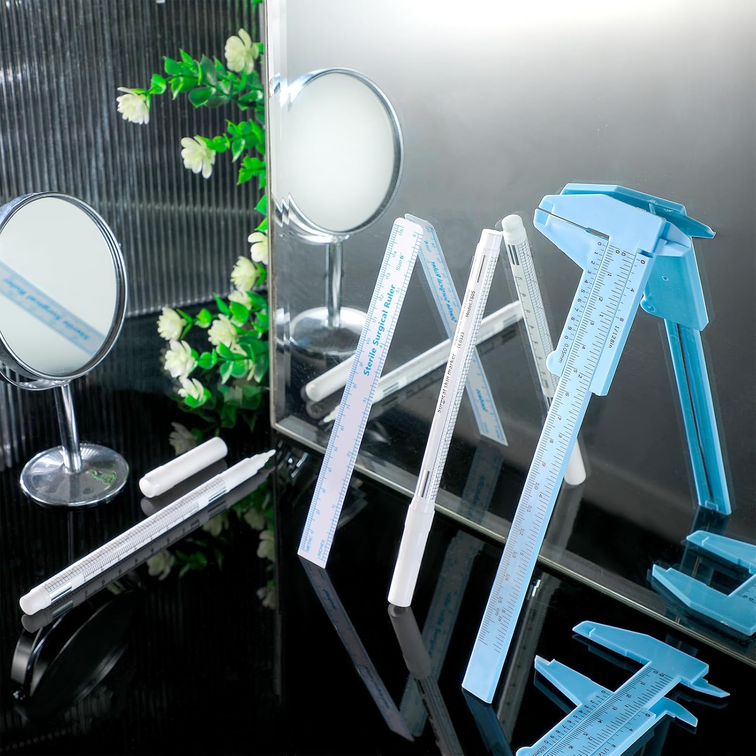 Buy now Teling 6 Pieces Eyebrow Tools Eyebrow Measuring Ruler Microblading White Marker Pen with Paper Ruler Skin Marker Permanent Makeup Position Mark Tools for Lips Skin at indiglob india