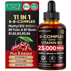 Vitamin B Complex 23000mcg - Methyl B12| B9 Folic|B7 Biotin,B1,B2,B3,B5,B6 | Vitamin B Complex Liquid Drops for Men & Women with Vitamin C, Choline & Inositol for Energy, Immune & Brain Support - 2Oz