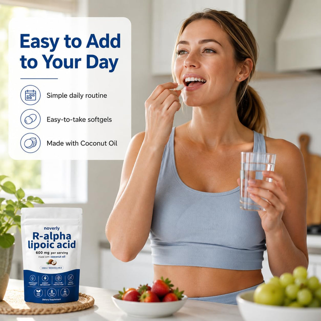 R Alpha Lipoic Acid 600mg, R-Alpha Lipoic Acid Supplement with Coconut Oil, 300 Softgels, Antioxidant Support for Cellular Energy & Healthy Nerve Function Support, Non-GMO Gluten-Free
