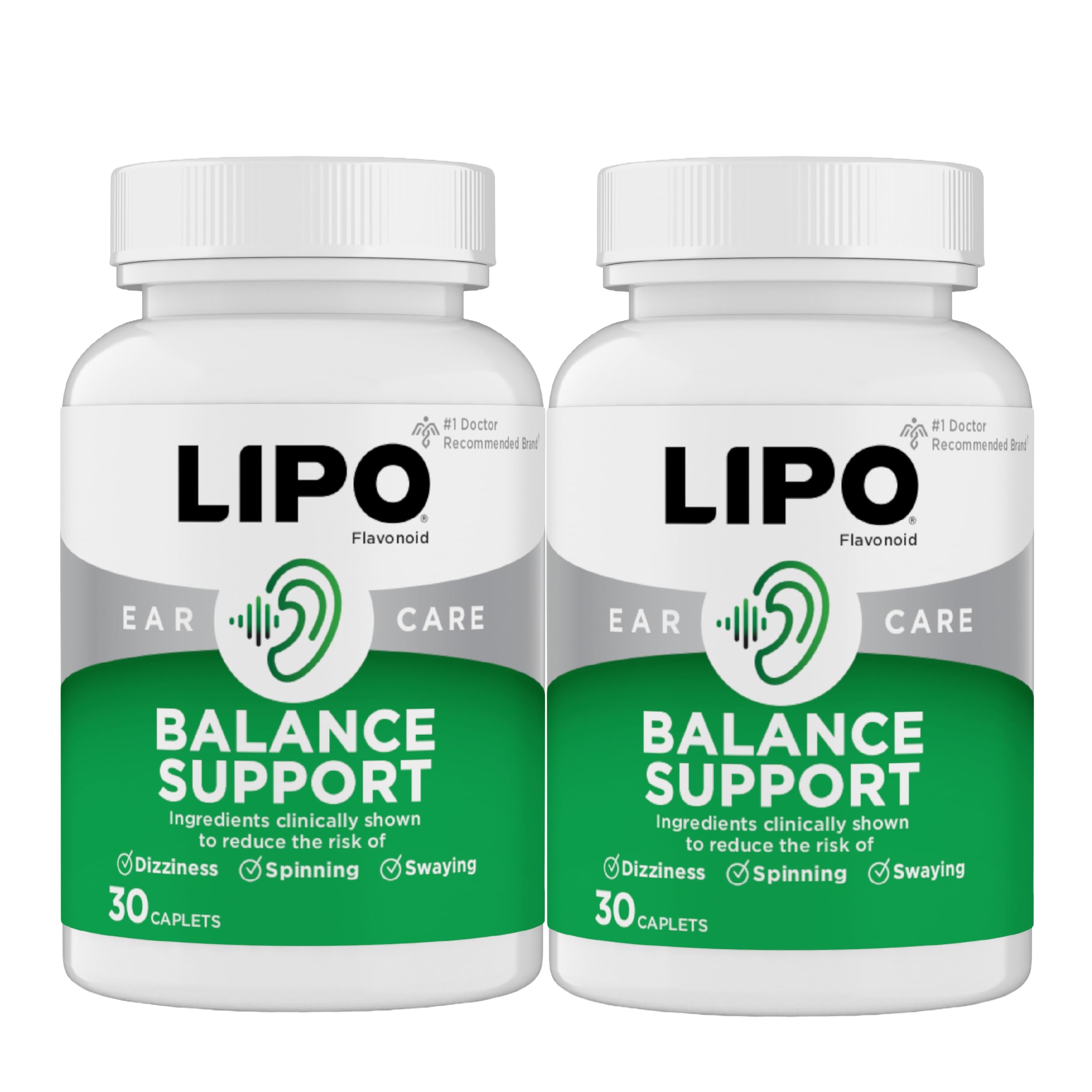 Lipo-Flavonoid for Vertigo & Dizziness Relief, Clinically Tested Formula with Ginkgo Biloba, Vitamin D, & Vitamin B Complex, Inner Ear Health & Balance Support, 30-Count (Pack of 2)