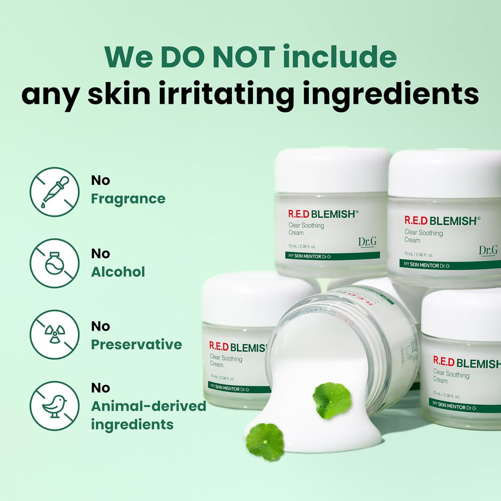 Buy now Dr.G Red Blemish Clear Soothing Korean Moisturizer Face Cream, 70ml - Cica Cream, Korean Skin Care Moisturizer, Korean Face Moisturizer, Facial Moisturizer, Korean Skincare, K Beauty Skincare Coreano at indiglob india