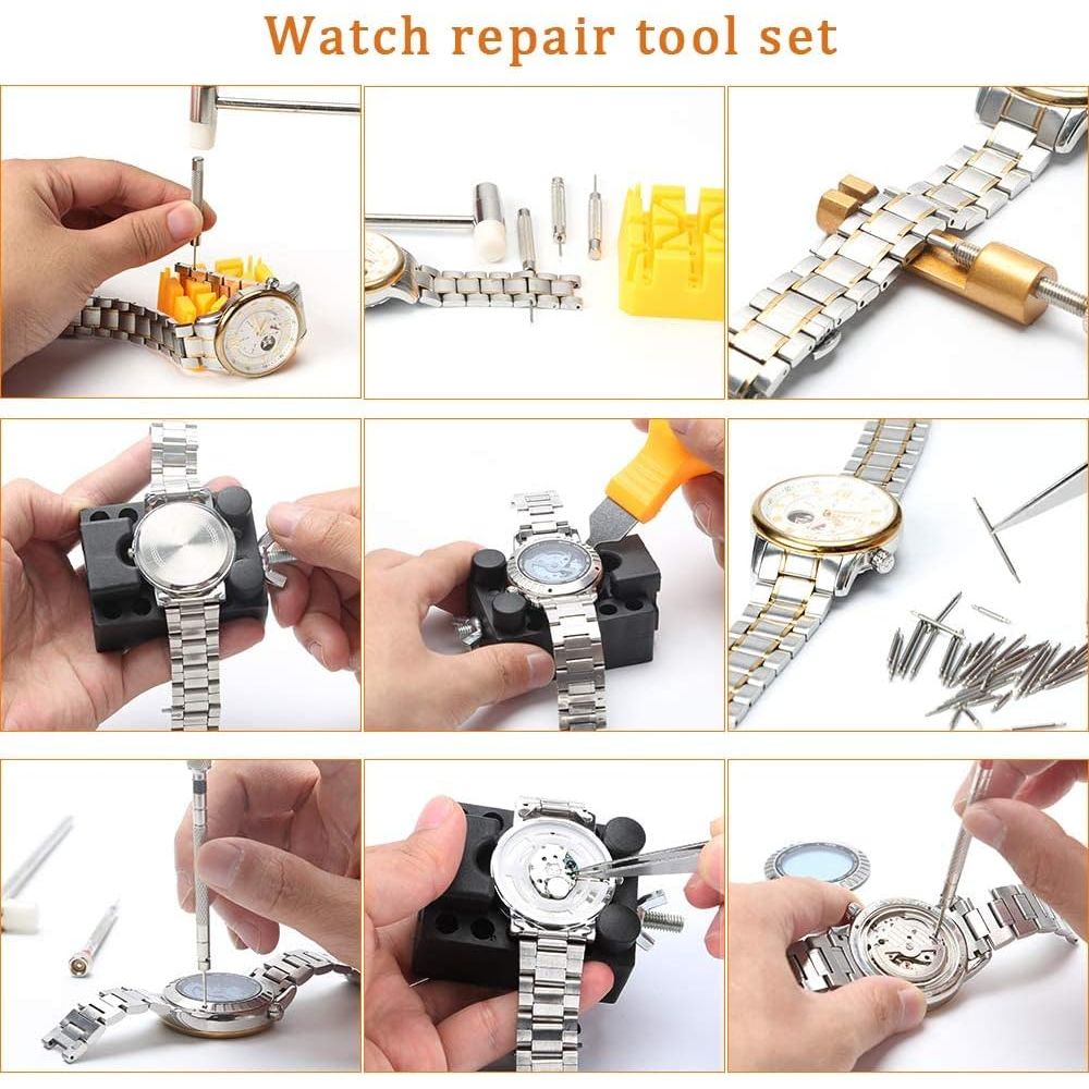 Buy now Kingsdun Watch Battery Replacement Tool Kit, 168Pcs Watches Repair Band Strap Link Pins Remover Adjustment Repairing Tools Sets with Carrying Case & Manual at indiglob india