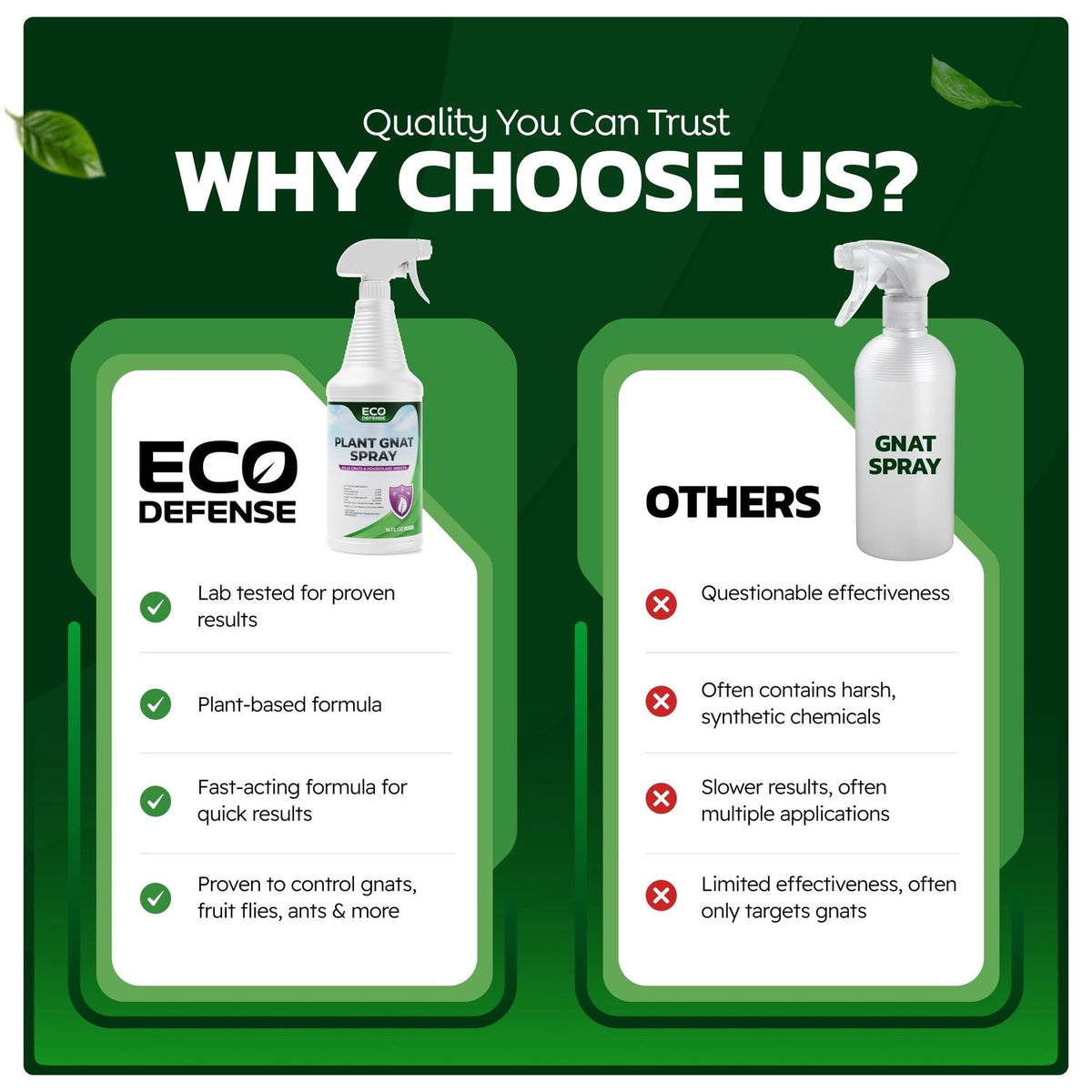 Eco Defense Plant Gnat Spray, Fungus Gnat Killer for Houseplant Soil
