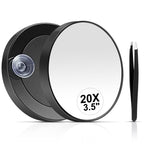MIYADIVA 40X Magnifying Mirror, 3.5 Inch Round Compact Mirror with Suction Cup, Stainless Steel Tweezers, Perfect for Makeup, Eyebrows, Beards, Travel