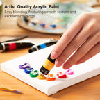 Shuttle Art Acrylic Paint Set, 16 x12ml Tubes Artist Quality Non Toxic Rich Pigments Colors Great for Kids Adults Professional Painting on Canvas Wood Clay Fabric Ceramic Crafts