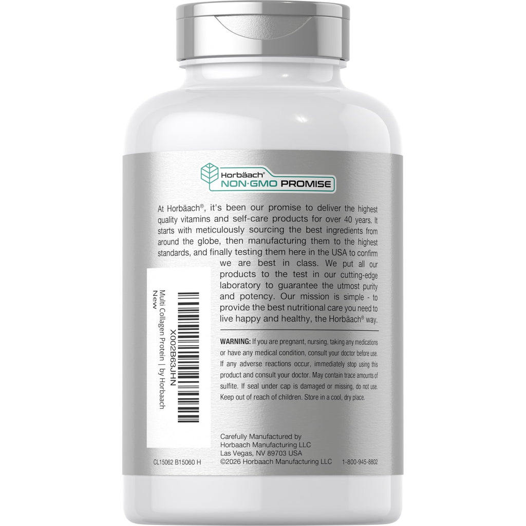 Horbäach Multi Collagen Protein 2000 mg | 180 Capsules | Type I, II, III, V, X | Keto & Paleo Friendly | Non-GMO, Gluten Free Supplement